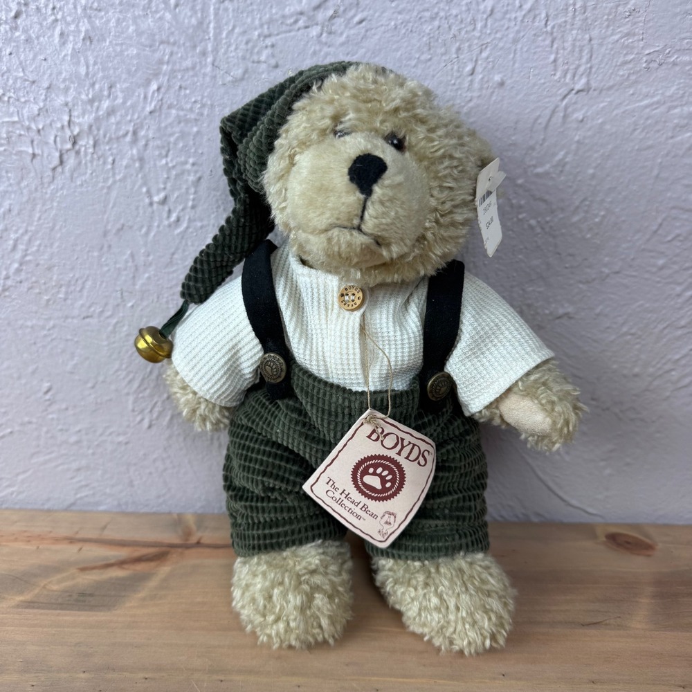 Vintage Boyds Bears Elfie Plush Jointed Teddy Suspenders Hat